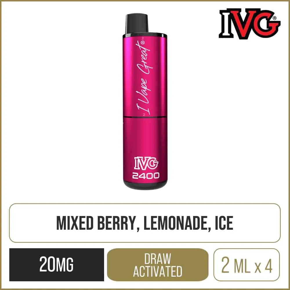 Buy Ivg 2400 Berry Lemon Ice Disposable Vapes Online