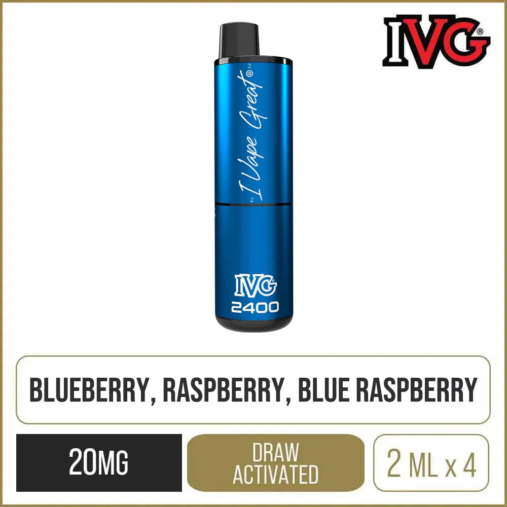 IVG 2400 Blue Raspberry Ice Disposable Vape 8ml