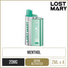 Menthol flavoured Lost Mary 4in1 3200 pod kit on a white background with product information below.