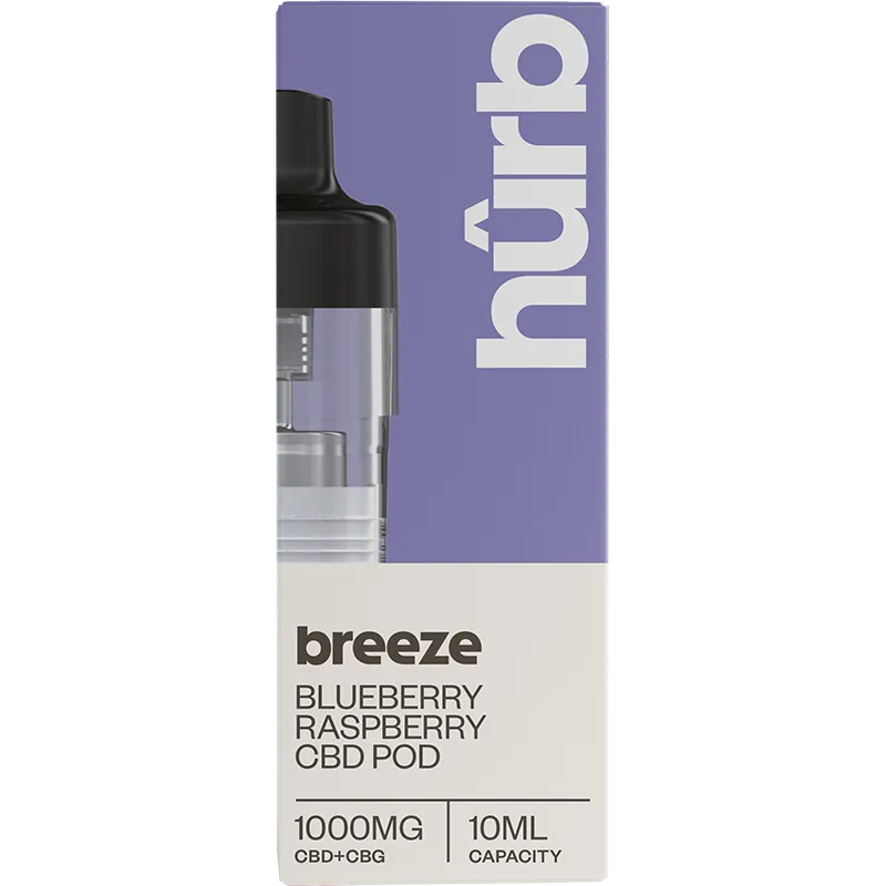 Hûrb Breeze Blueberry Raspberry 1000mg CBD + CBG Pod 10ml