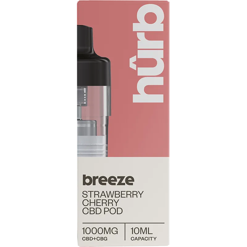 Hûrb Breeze Strawberry Cherry 1000mg CBD + CBG Pod 10ml