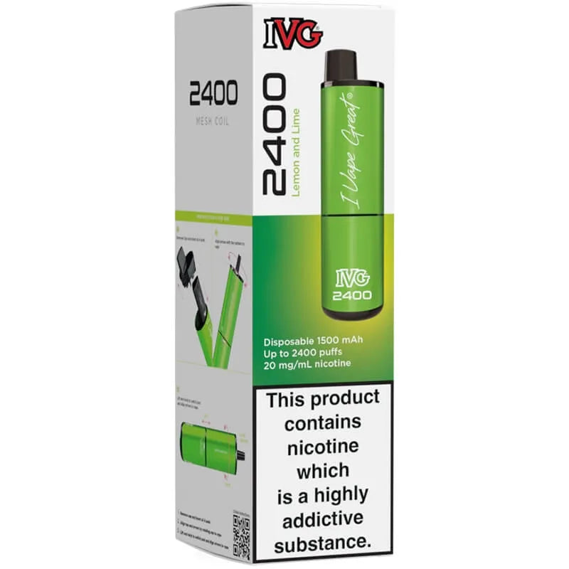 IVG 2400 Lemon & Lime Disposable Vape 8ml