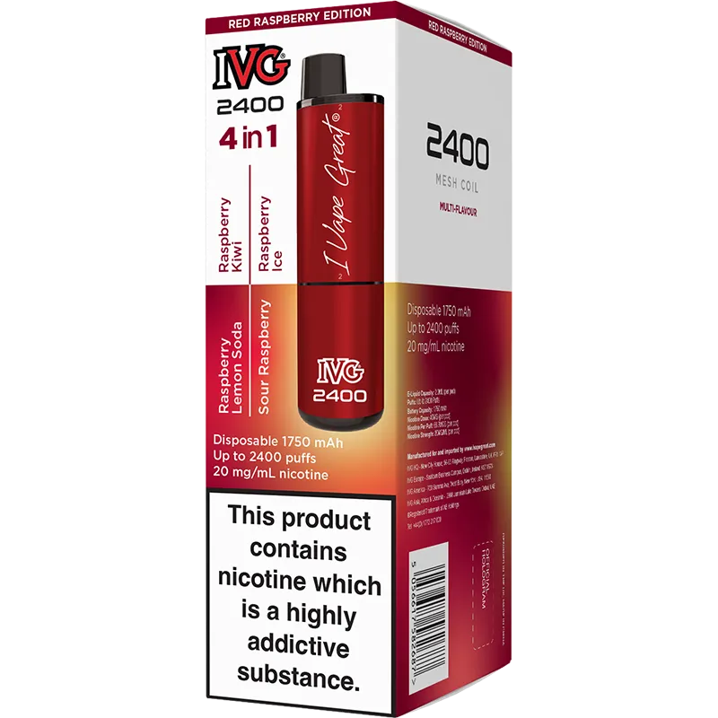 IVG 2400 Red Raspberry Edition Disposable Vape 8ml