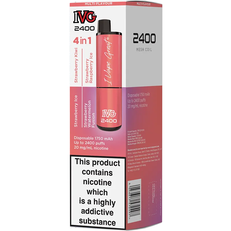 IVG 2400 Strawberry Edition Disposable Vape 8ml