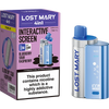 Blueberry sour raspberry flavoured Lost Mary 3200 4in1 pod kit and box on a white background.