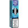 Blueberry sour raspberry flavoured Lost Mary 4in1 pod pack on a white background.