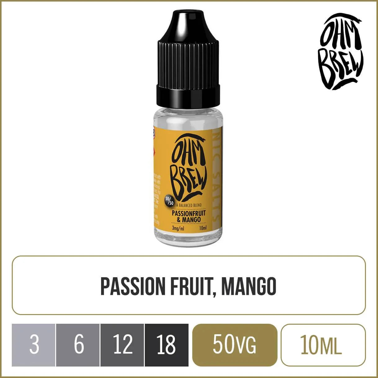 Ohm Brew 50/50 Passionfruit mango 10ml