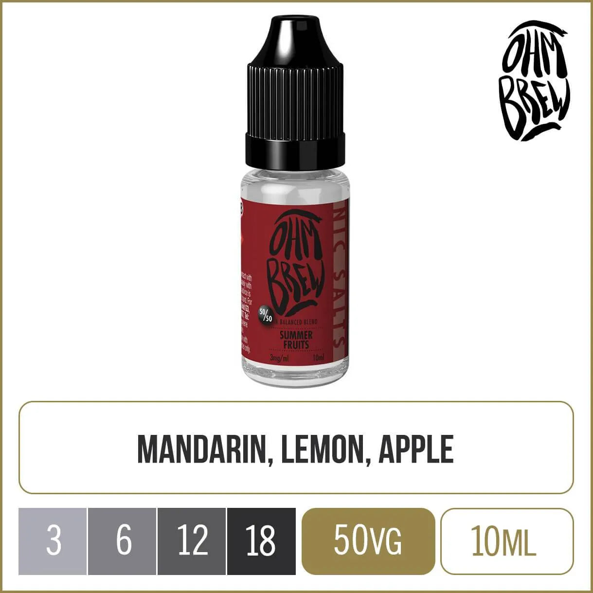 Ohm Brew 50/50 Summer Fruits 10ml